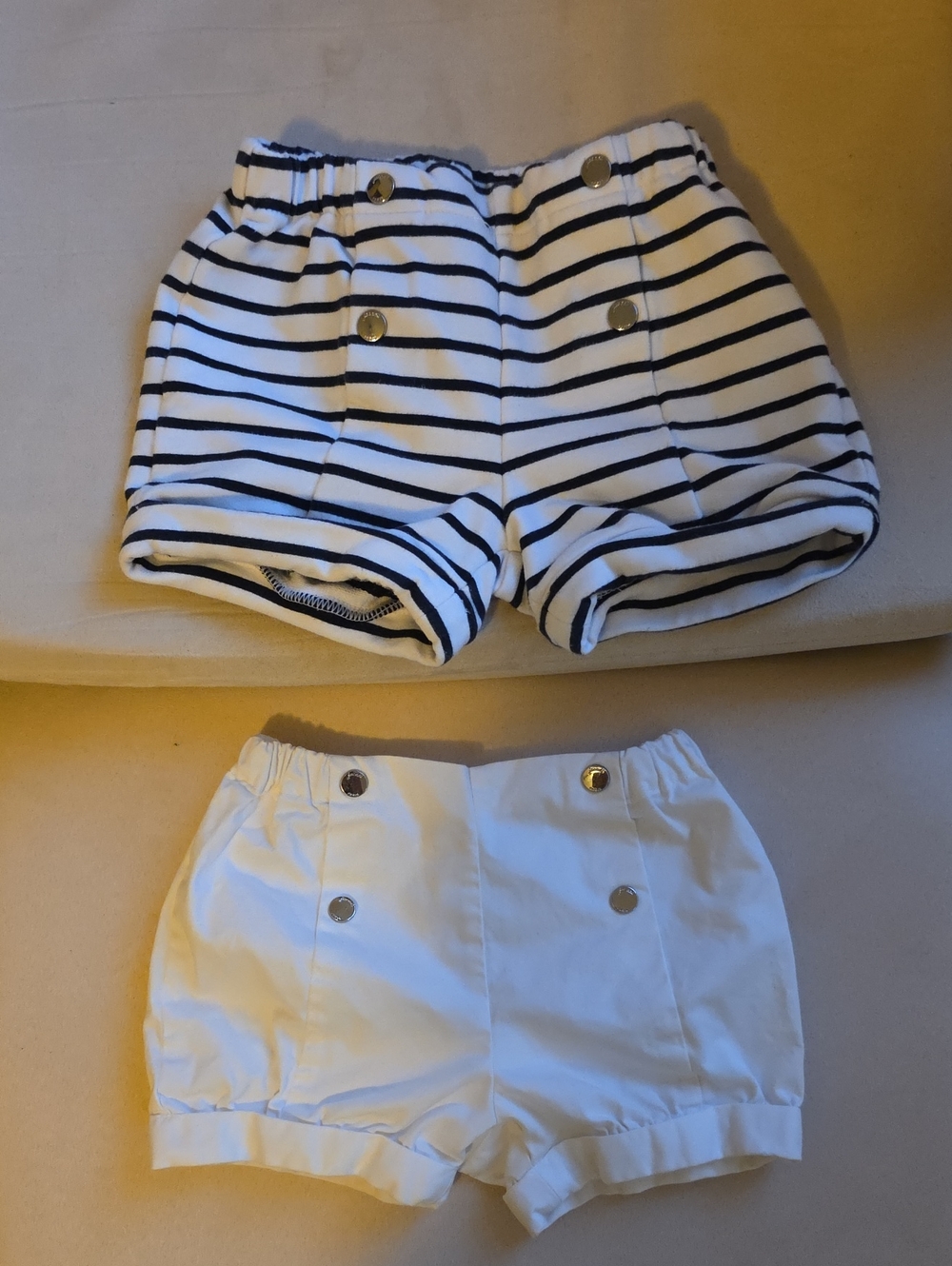 Jacadi Paris Navy Striped and White Double-Button Shorts Bundle